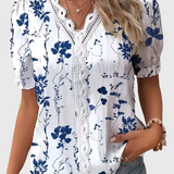 Fionna | Elegant V-Neck Jacquard Blouse