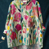 Lindsey | Women's Vintage Flower Art Print Casual  Shirt