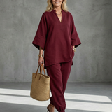 Georgiana | V Neck Tunic Gathered Trouser Set