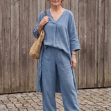 Onyx | Loose Tunic Top Wide Leg Pant Set