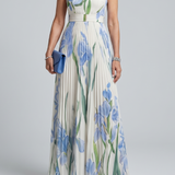 Ophelia | Sleeveless Square Neck Floral Print Midi Dress