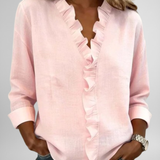 Amoura | Blouse with Ruffles, V-Neck and Long Sleeves