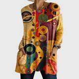 Ronda | Oversized Cotton Tunic Top Long Sleeve Round Neck Casual