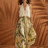 Solange | Halter Neck Blouse Floral Wide Leg Set
