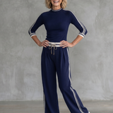 Eirlys | Fitted Long Sleeve Top Wide Leg Pants Set