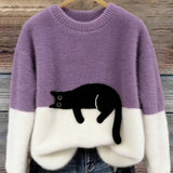 Aileen™ | Elegant Cat Print Oversized Sweater