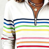 ARCADIA | Mode Sweatshirt with Half Zipper and Rainbow Stripes