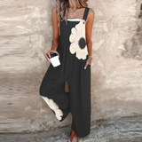Jumpsuit - Elegant jumpsuit with contrasting floral pattern