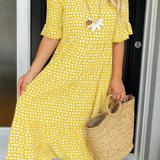Iris | Sable Short-Sleeve Midi Dress
