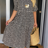 Iris | Sable Short-Sleeve Midi Dress