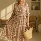 Iris | Sable Short-Sleeve Midi Dress