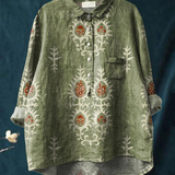 Nina | Women's Vintage Ethnic Floral Art Print Casual  Shirt