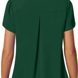 Basha | Ruffle Short Sleeve Blouse With Single Button