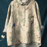 Lorelai | Boughs And Robin Birds Pattern Printed Women's Casual  Shirt