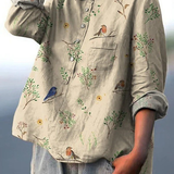 Lorelai | Boughs And Robin Birds Pattern Printed Women's Casual  Shirt