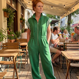 Lark | Zip Front Stripe Panel Jumpsuit