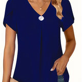 Basha | Ruffle Short Sleeve Blouse With Single Button