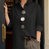 Rachel | Statement Button Stand Collar Blouse