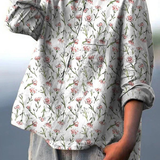Hadley | Pink Spring Floral Repeat Pattern Printed Women's Casual  Shirt