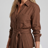 Jovie | Long Sleeve Button Front Wide Leg Jumpsuit