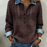 Dolores | Trendy Sweatshirt with Half Button and Collar