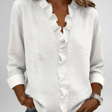 Amoura | Blouse with Ruffles, V-Neck and Long Sleeves