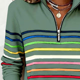 ARCADIA | Mode Sweatshirt with Half Zipper and Rainbow Stripes