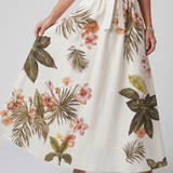 Meadow | Draped Halter Botanical Panel Maxi Dress