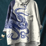 Elissa | Women's Deep Sea Octopus Tentacles Art Print Casual  Shirt