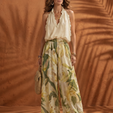 Solange | Halter Neck Blouse Floral Wide Leg Set