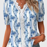 Fionna | Elegant V-Neck Jacquard Blouse