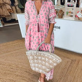 MANA | MIDI DRESS WITH FLORAL PATTERNS AND V-NECK