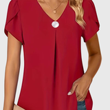 Basha | Ruffle Short Sleeve Blouse With Single Button