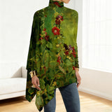 Louise | Vintage Floral Print Loose Fit High Neck Top