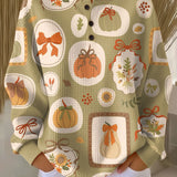 Frenzie | Autumn Sweater with Bows and Pumpkins