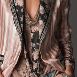 Tailored Blazer with Bohemian Satin Stripes