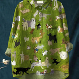 Althea | Women's Cute Dog Art Print Casual Shirt
