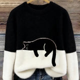 Aileen™ | Elegant Cat Print Oversized Sweater
