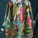 Anneliese | Vintage Funny Fish Art Print Casual  Shirt