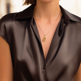 Sleeveless Draped Button-Front Satin Top Blouse