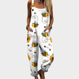 Jumpsuit - Luminous Wild Bees in White