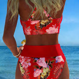 Jolina | Floral Contrast Split Bikini