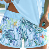 Barbara | Elegant Ocean Print Split Tankini