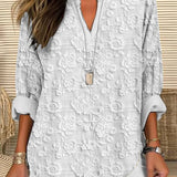Hanna | Relaxed Fit Floral Embroidered Women Blouse V Neck