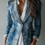 Classic Relaxed Fit Washed Denim Blazer