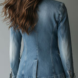 Classic Relaxed Fit Washed Denim Blazer