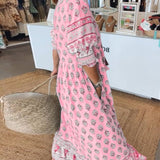 MANA | MIDI DRESS WITH FLORAL PATTERNS AND V-NECK
