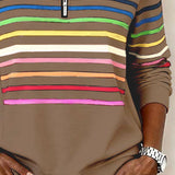 ARCADIA | Mode Sweatshirt with Half Zipper and Rainbow Stripes