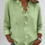 Amoura | Blouse with Ruffles, V-Neck and Long Sleeves