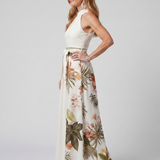 Meadow | Draped Halter Botanical Panel Maxi Dress